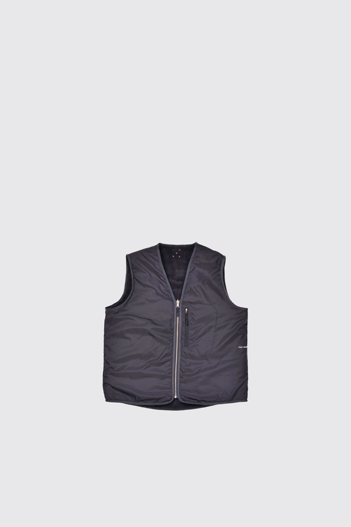 Side view of Pop Trading Company Anthracite Reversible Vest