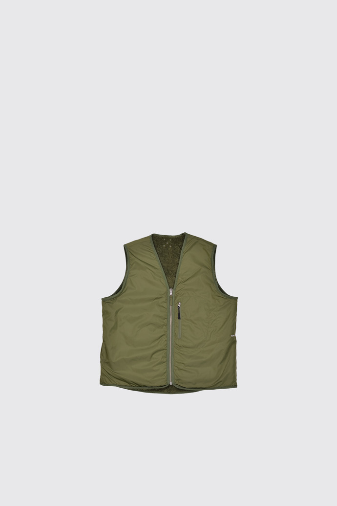 Side view of Pop Trading Company Hunting Green Reversible Vest