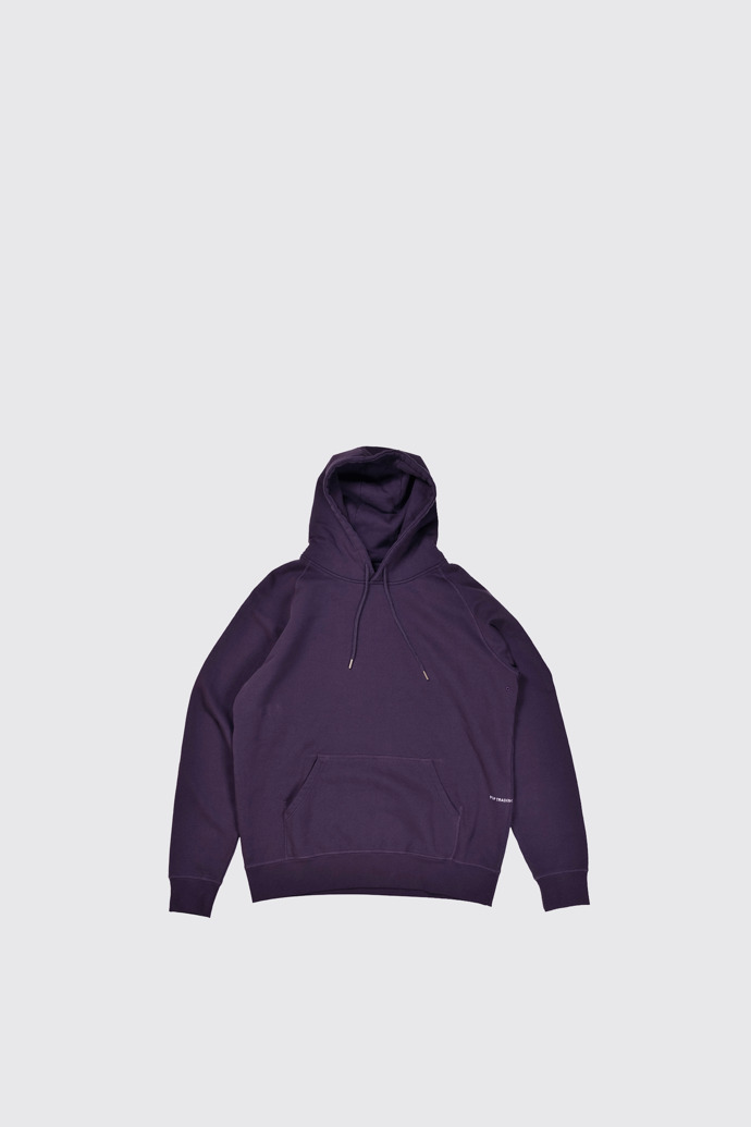Side view of Pop Trading Company Dark purple hooded sweater