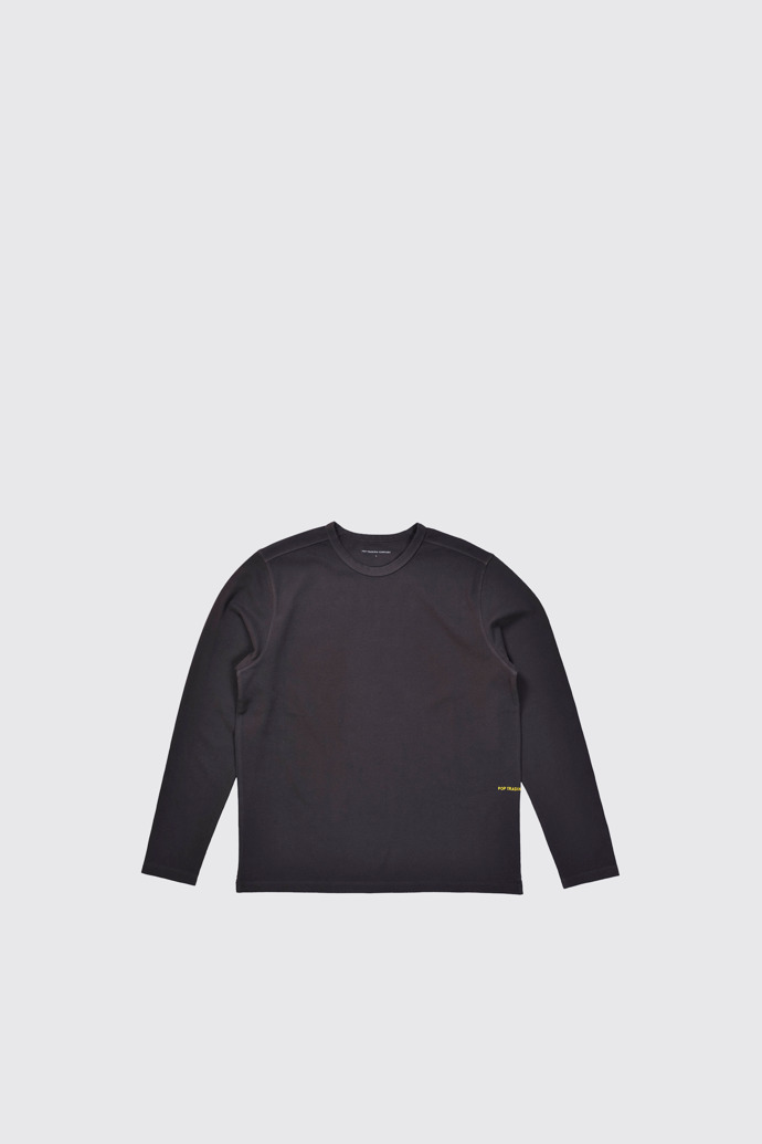 Side view of Pop Trading Company Anthracite longsleeve top
