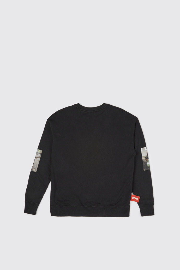 Back view of Sweatshirt Black sweatshirt with donkey print