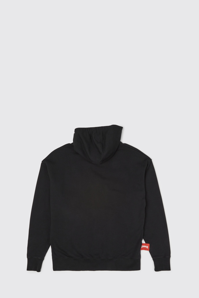 Back view of Hoodie Black hoodie with horse print