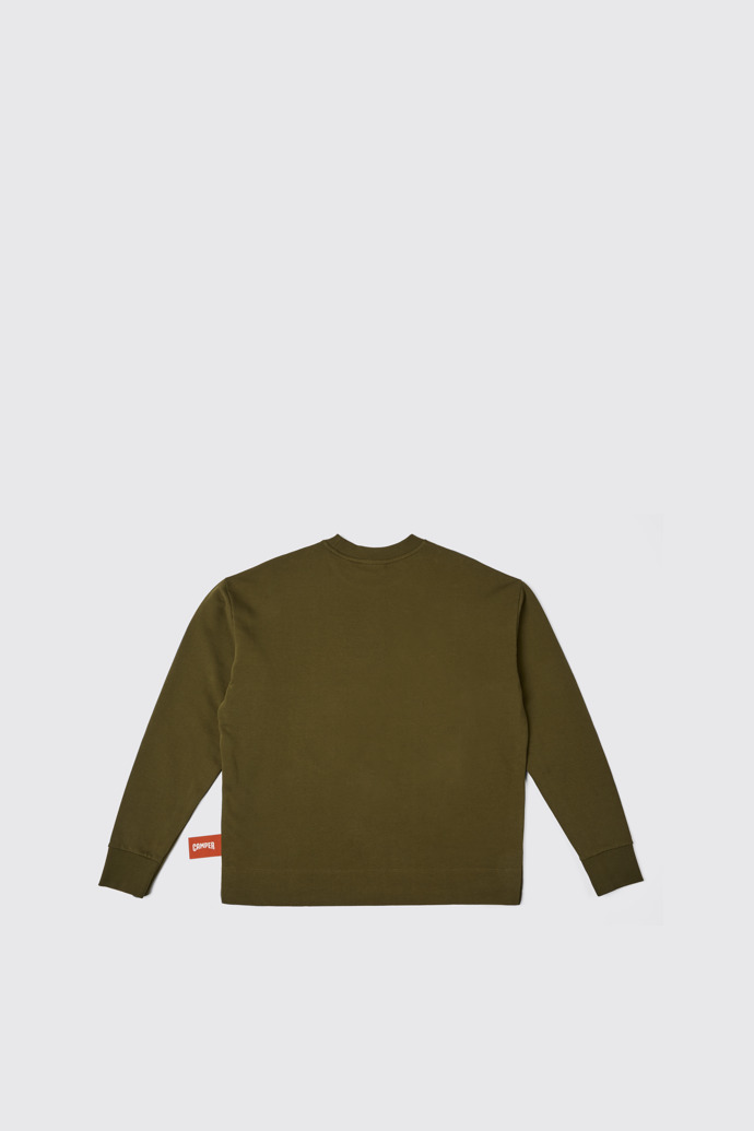 Back view of Sweatshirt  Green-brown unisex sweatshirt