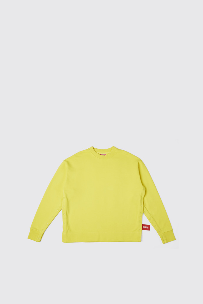 Side view of  Sweatshirt Yellow unisex sweatshirt