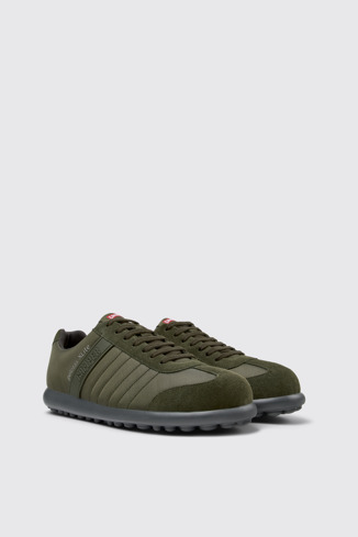 Front view of Pelotas XLite Green textile and nubuck shoes for men