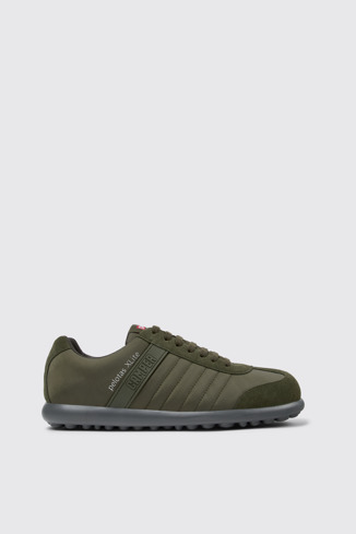 Side view of Pelotas XLite Green textile and nubuck shoes for men