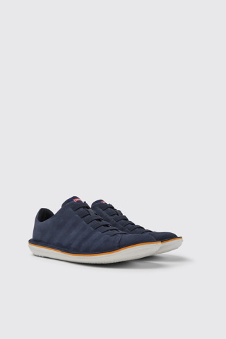 Front view of Beetle Blue nubuck sneakers for men