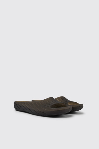 Front view of Wabi Black monomaterial sandals for women