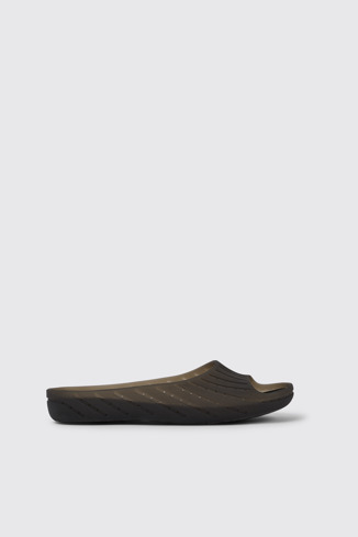 Side view of Wabi Black monomaterial sandals for women