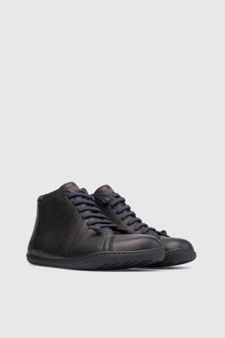Front view of Peu Black Ankle Boots for Men