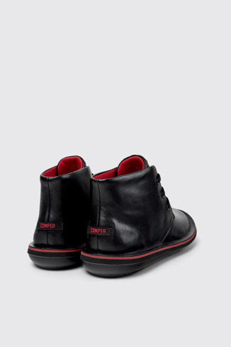 Back view of Beetle Black Leather Ankle Boots for Men.