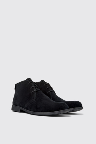 Front view of Mil 1913 Black Nubuck Ankle Boots for Men.