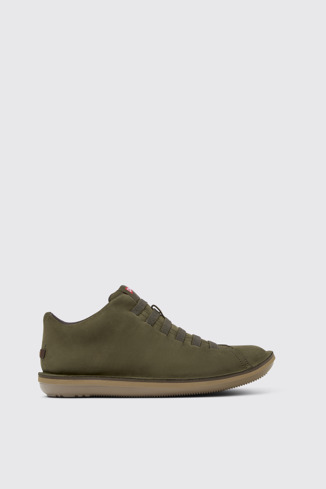 Side view of Beetle Green Nubuck Ankle Boots for Men.