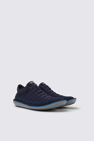 Front view of Beetle Blue nubuck sneakers for men