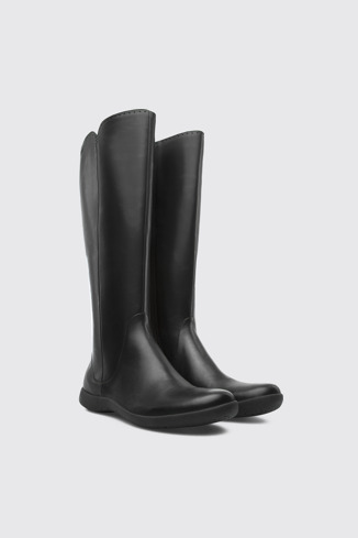 Front view of Spiral Comet Black Boots for Women