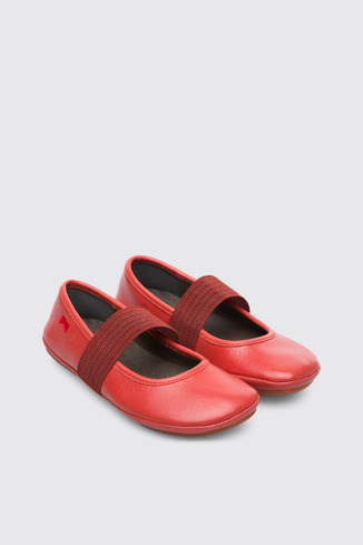 Front view of Right Red ballerina shoe for girls