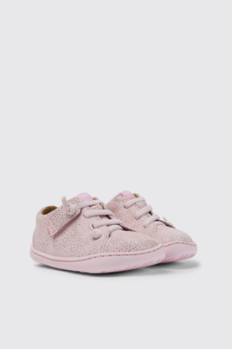 Peu Zapatos de nubuck rosa con efecto brillo para niña