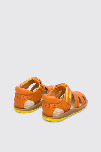 Back view of Bicho Closed dark orange T-strap sandal for kids