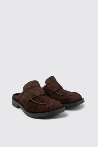 Front view of MIL 1978 Brown Nubuck Slide Loafers