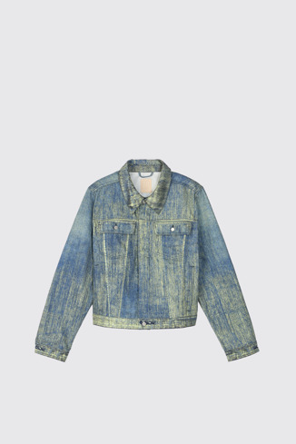 Denim Jeansjacke mit Farbaufdruck in Sandblau