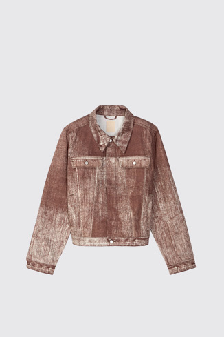 Denim Jeansjacke mit Farbaufdruck in Terracotta