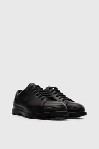 Front view of Brutus Black lace up shoe for men