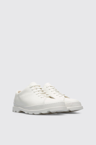 Front view of Brutus White lace up shoe for men