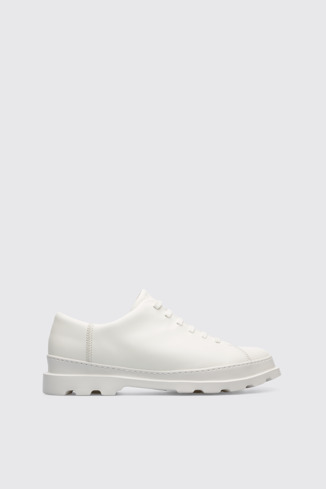 Side view of Brutus White lace up shoe for men