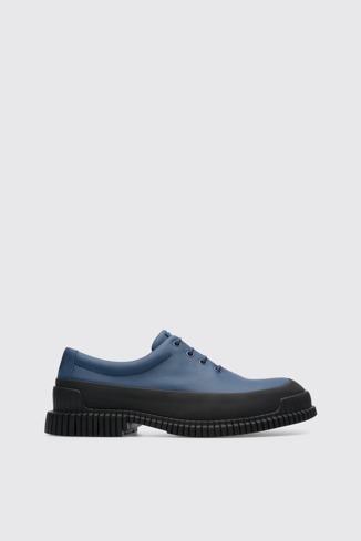Side view of Pix Smart blue lace up shoe for men