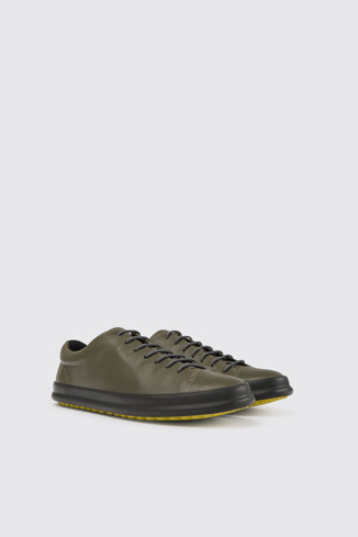 Front view of Chasis Grey leather shoes for men