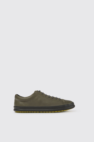 Side view of Chasis Grey leather shoes for men