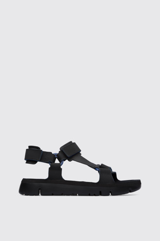 Side view of Oruga Black sporty strap sandal for men