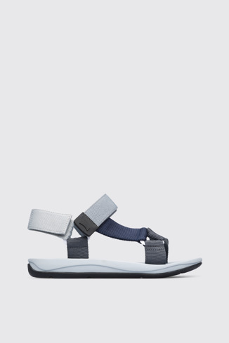 Side view of Match Men’s gray and navy sandal