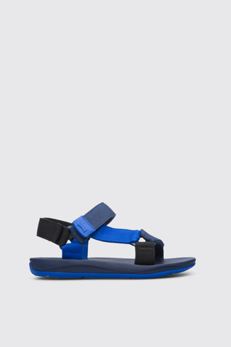 Side view of Match Sandal for men in blue and black