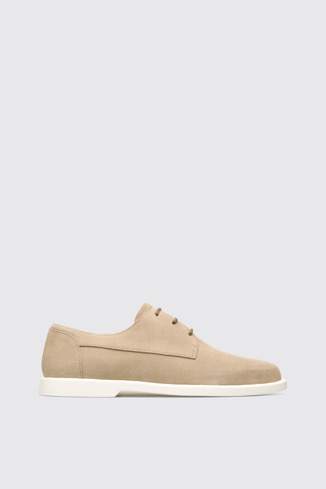 Side view of Judd Beige lace-up shoe for men