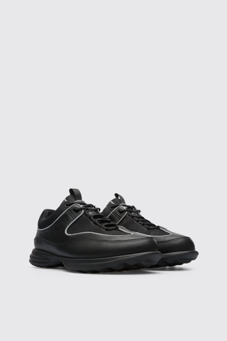 Front view of Pop Trading Company Black men's sneaker