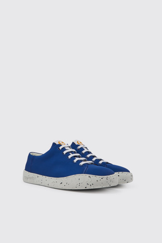 Front view of Peu Touring Blue recycled PET sneakers for men