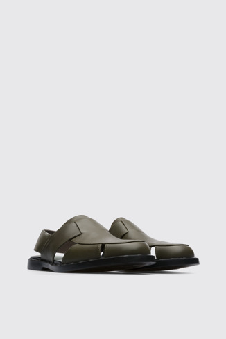 Front view of Twins Men's TWINS semi open green shoes