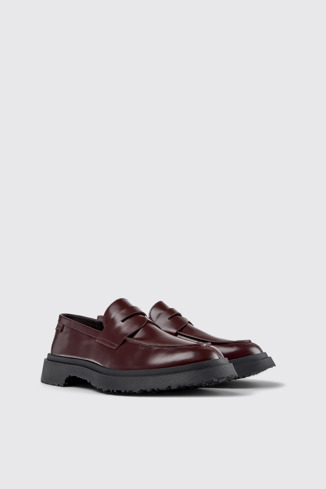 Front view of Walden Burgundy Leather Moccasins for Men.