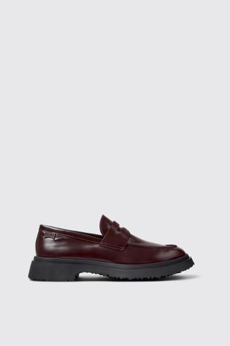 Side view of Walden Burgundy Leather Moccasins for Men.
