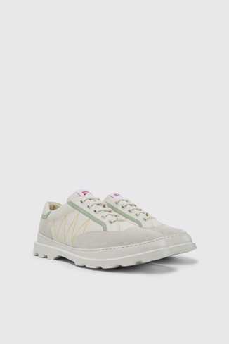 Front view of Brutus Sneaker for men in white, grey and green