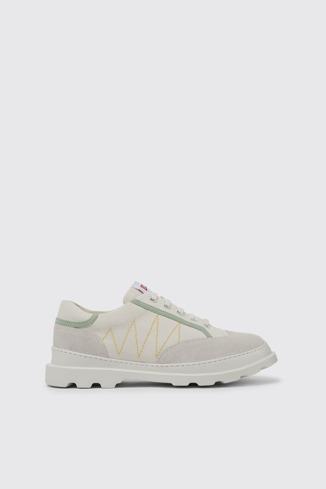 Side view of Brutus Sneaker for men in white, grey and green