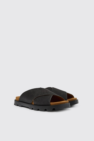 Front view of Brutus Sandal Black men's sandals