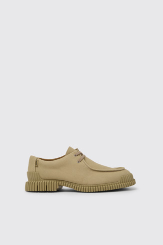 Side view of Pix Beige recycled cotton shoes for men