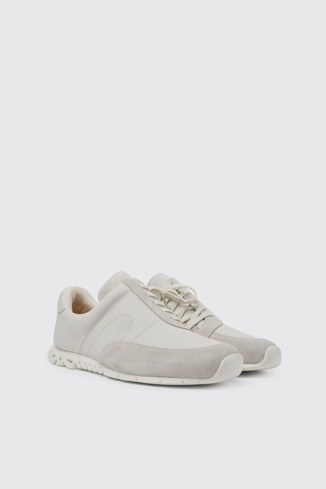 Front view of Twins White non-dyed leather sneakers for men