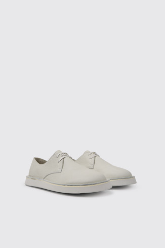 Front view of Brothers Polze White leather shoes for men