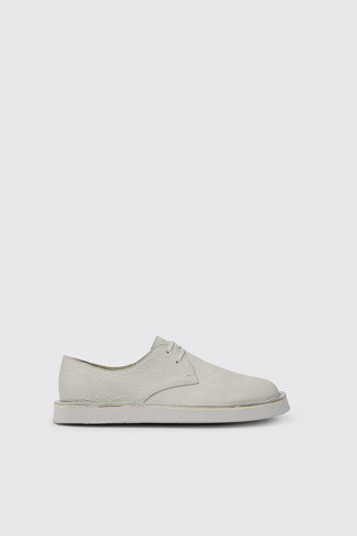 Side view of Brothers Polze White leather shoes for men