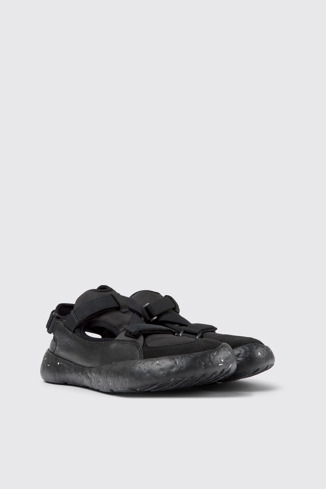 Front view of Peu Stadium Black semi-open sneakers for men