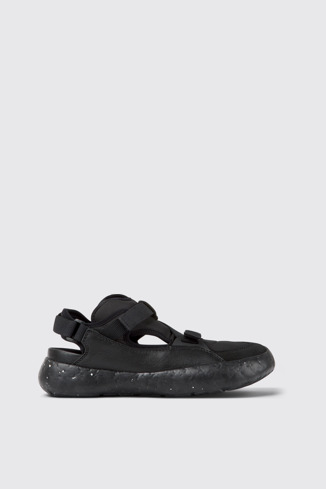 Side view of Peu Stadium Black semi-open sneakers for men