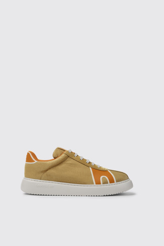 Side view of Runner K21 Brown, orange, and beige sneakers for men